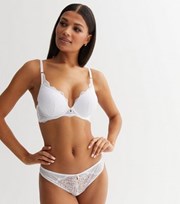 New Look White Floral Lace Diamante Boost Push Up Bra